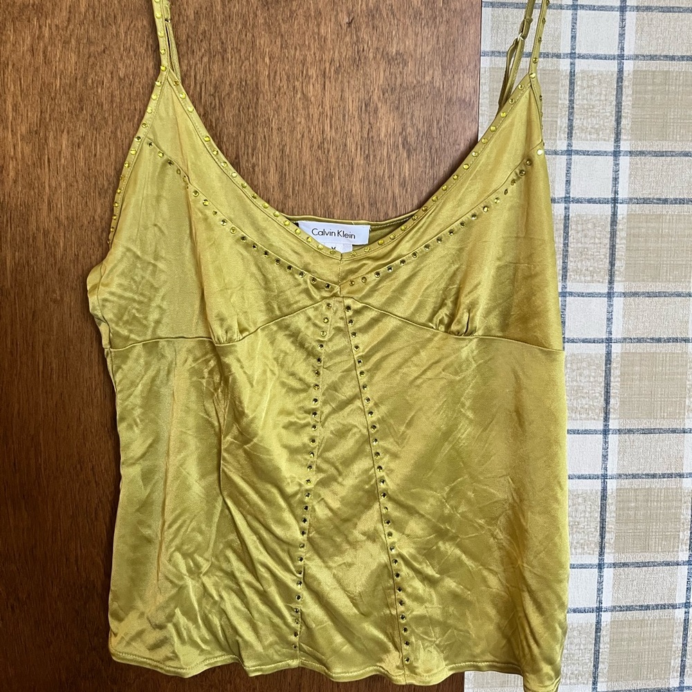 Y2K funky green Calvin Klein top